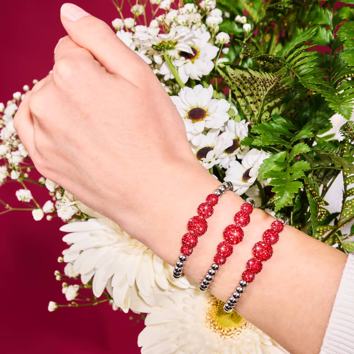 Cherry Sparkle | Crystal Cascade Kikiballa Bracelet